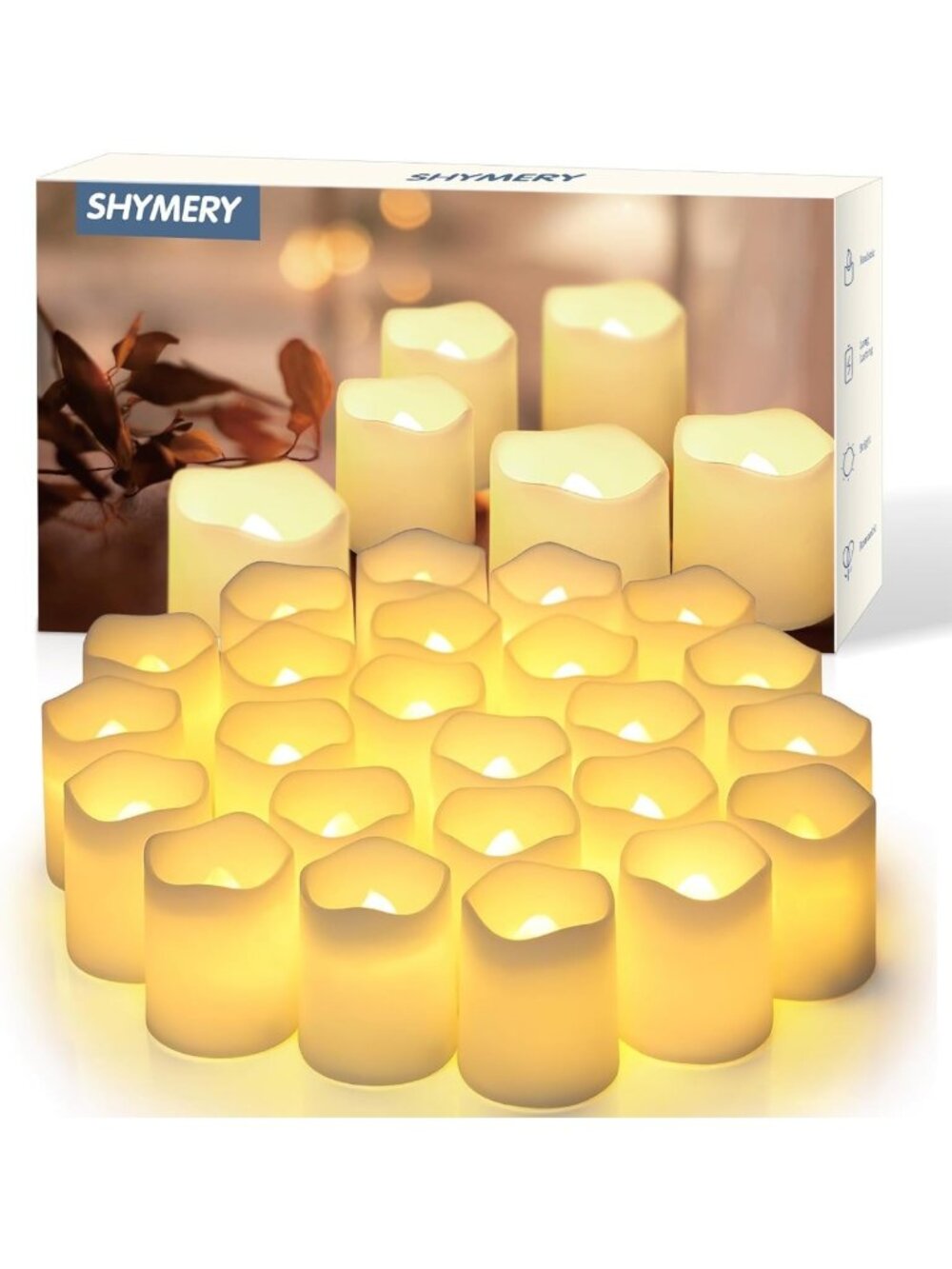 24-Pack Flameless LED Votive Candles - Flickering Tea Lights for Weddings